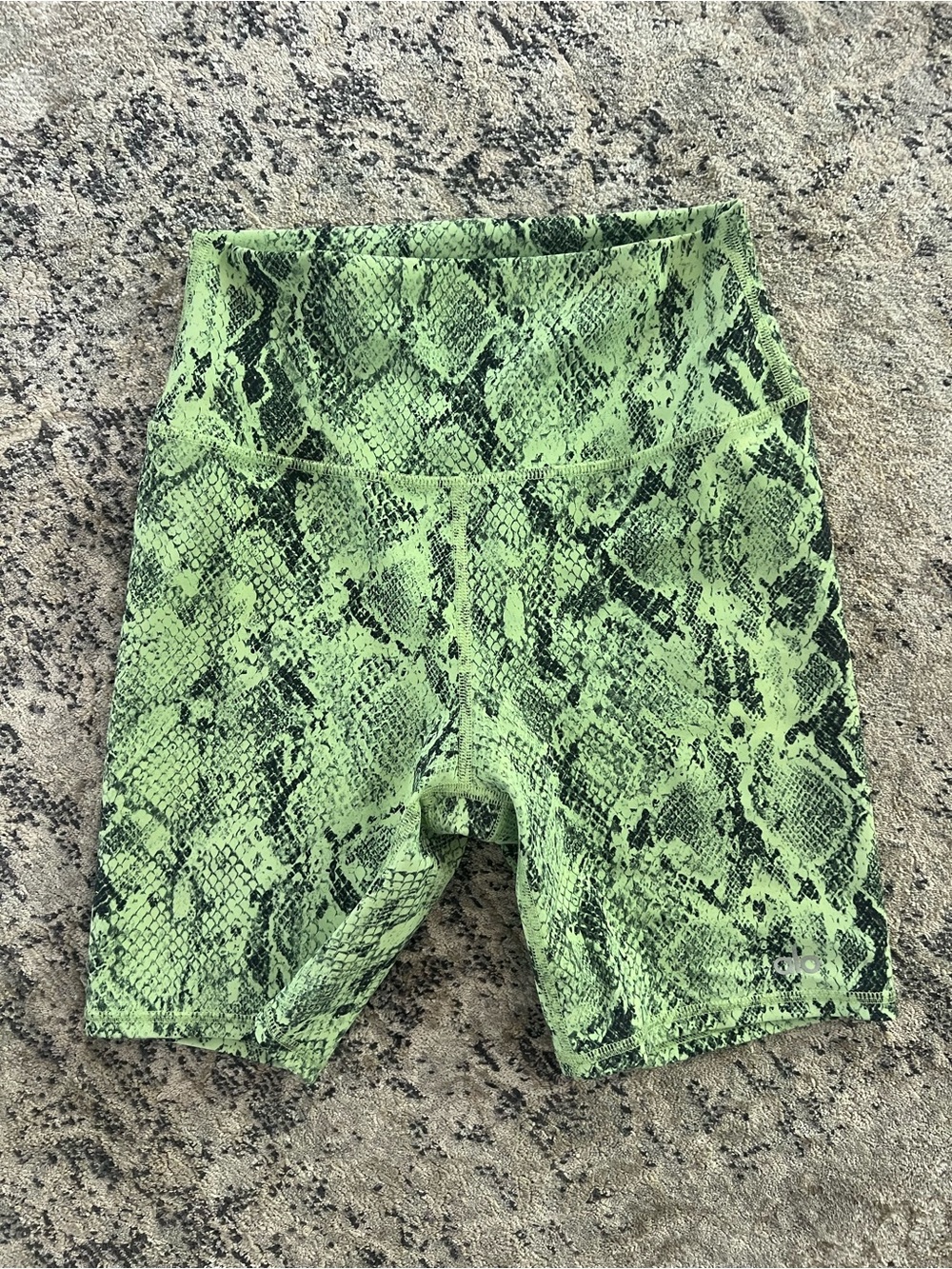 ALO Yoga Neon Green Snake Print High-Rise Bike Shorts